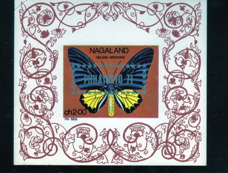 NAGALAND OF INDIA 1971 BUTTERFLIES MINT VF NH O.G S/S OVPRT. (26NAG)