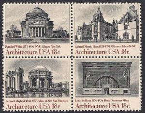 #1928-31 18 cents Architecture Block M OG NH EGRADED VF 78