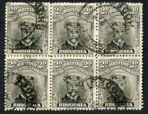 Rhodesia SG357 2d Black and Grey Block of 6 Cat 96+++ pounds