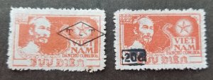 *FREE SHIP Vietnam President Ho Chi Minh (Surcharges) 1954 (stamp pair MNH *rare 