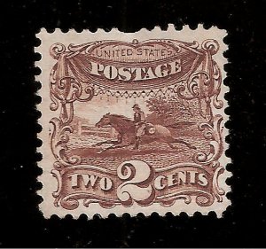 US 1869 Sc 113 2 cent Post Horse & Rider Mint NG - G Grill -  Crisp Color