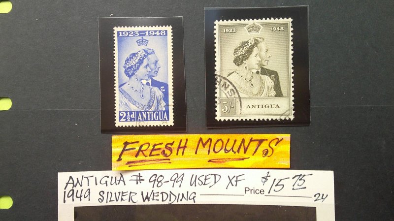 Antigua 1949 Silver Wedding Scott# 98-99 USED XF complete