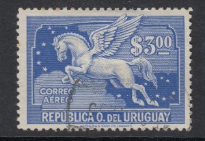 Uruguay 1929-43 3p Ultramarine Pegasus Used. Scott C58