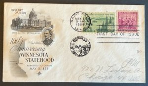 MINNESOTA STATEHOOD #1106 MAY 11 1958 ST PAUL MN FIRST DAY COVER (FDC) BX6