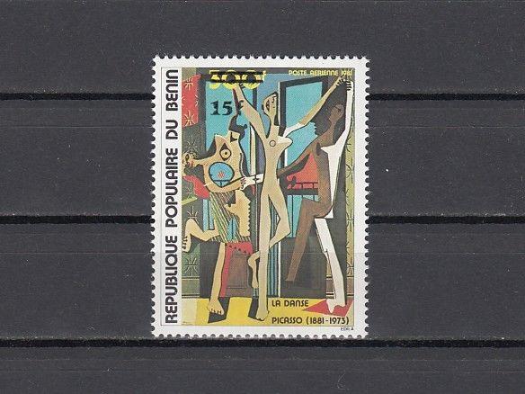 Benin, Scott cat. C320. Pablo Picasso`s Painting, SURCHARGED issue. ^