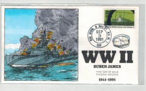 WW2 Patriotic 50th ANNIV. COLLINS HANDPAINTED DESTROYER RUBEN JAMES SUNK UBOAT