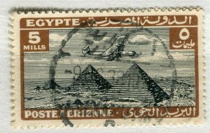 EGYPT; 1933 early AIRMAIL issue fine used 5m. value
