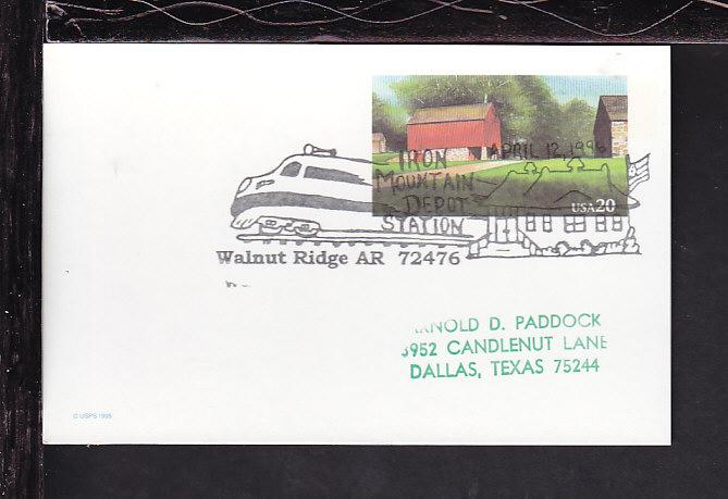 Iron Mountain Depot Station 1996 Cancel Cover BIN 