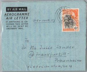 Gold Coast 6d Cacao Farmer c1954 Ho a Air Letter Airmail to Frankfurt, German...