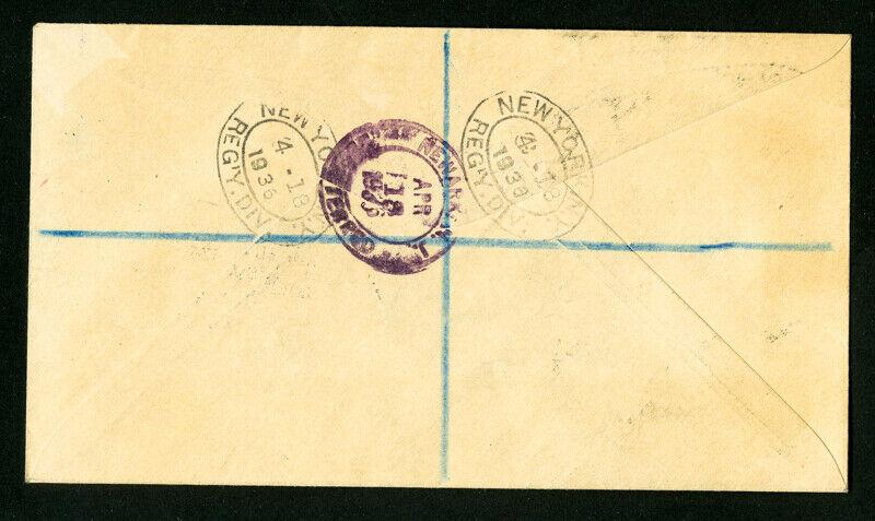 Bermuda Cover 1936 Rare Reg FDC w/ Stamps & 3x backstamps