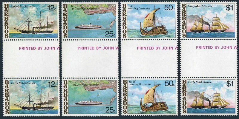 Barbados 487-490 gutter,MNH.Michel 456-459. Postal Ships,1979.Mail steamer,Ra II