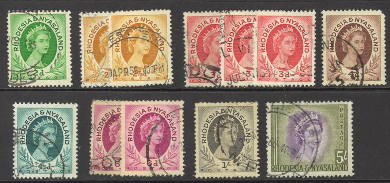 Rhodesia & Nyassaland Sc# 143-153 SG# 13 Used 1954-1956 QEII Definitive