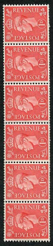 1d Pale Scarlet SG486a U/M Strip 6 Wmk Sideways