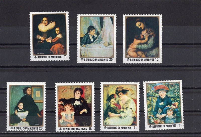 MALDIVES 1971 FAMOUS PAINTINGS SET OF 7 STAMPS MNH 