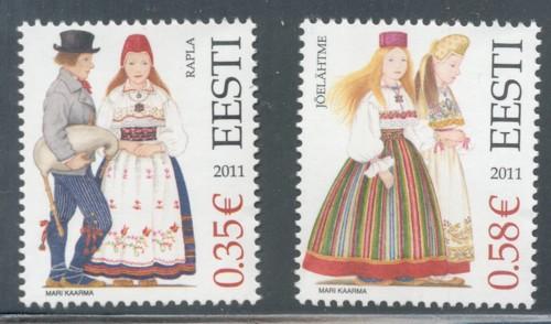 Estonia Sc 667-8 2011 Folk Costumes stamp set mint NH