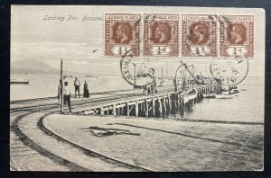 1919 St Kitts Leeward Island RPPC POSTCARD Cover To France Landing Pier Basseter