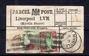 EDWARD VII 2d + 4d USED ON PARCEL POST LABEL