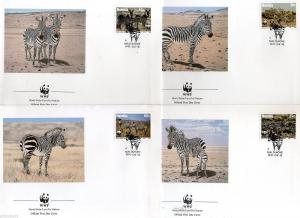 Namibia 1991 WWF - Mountain Zebra Wildlife Animal Fauna Sc 694-97 FDCs - 32