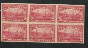 1909 US Stamp #373 2c Mint Never Hinged Very Fine OG Imperf Block of 6