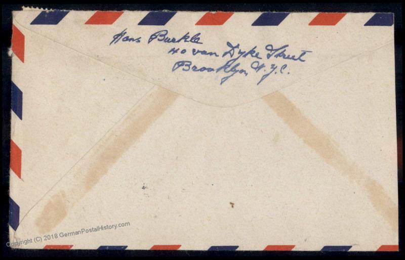 USA 2x 7c Prexie Jackson 1949 Airmail Brooklyn NY Stuttgart Germany Cover 80126