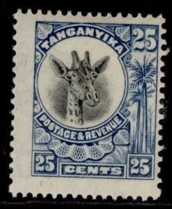 TANGANYIKA GV SG91, 25c blue, M MINT.