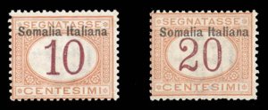 Italian Colonies, Somalia #J14-15 Cat$23.50, 1909 10c and 20c, lightly hinged