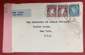 Ireland, 1944, World War II Censored Cover, sent from Sligo, Ireland to New York