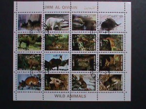 UMM AL QIWAIN-COLORFUL LOVELY WORLD WILD ANIMALS CTO MINI SHEET VERY FINE