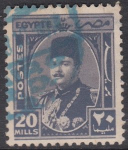 Egypt 1944 Sg300 20m Violet Fine Used Blue Cancel King Farouk