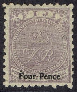 FIJI 1878 VR MONOGRAM FOUR PENCE ON 2D PERF 10