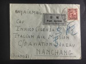 1934 Shanghai to Nanchang China Cover Italian Air Mission Kiangsi 3