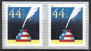 #4496, 10K Pair W/Bk#. \Patriotic Quill & Pen\ MNH .44 cent