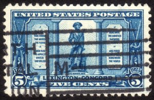 1925, US 5c, Lexington-Concord, Used, XF Jumbo, Sc 619