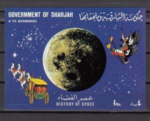 Sharjah, Mi cat. 705, BL67. History of Space s/sheet. ^
