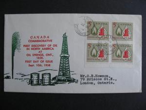 Canada oil discovery Sc 381 first day cover FDC cancelled in Oil Sprints ON