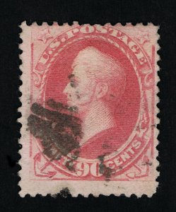 VERY AFFORDABLE GENUINE SCOTT #155 FINE USED 1870 NBNC 90¢ CARMINE HAZARD #11420