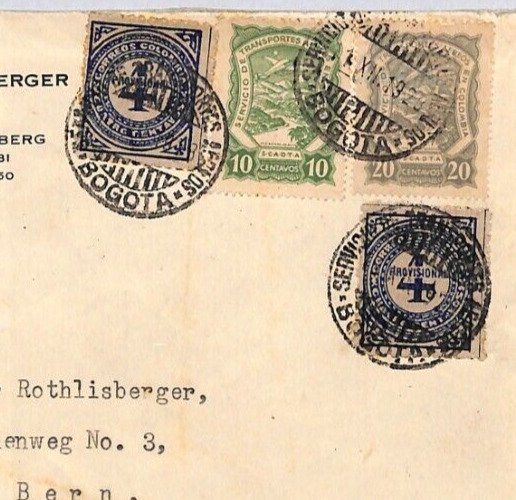 COLOMBIA SCADTA Air Mail 1928 Bogota Barranquilla SWITZERLAND Bern Cover ZD194