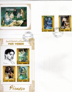 Yemen 1983 PABLO PICASSO Set+SS+Compound SS Official FDC