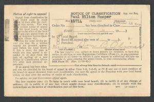 1944 PC* WW2 INDUCTION NOTICE & CLASSIFICATION FROM DENVER