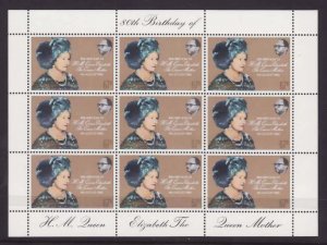 Gambia-Sc#412- id8-unused NH sheet of 9-Queen mother birthday-1980-