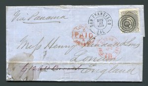1865 24c Washington on Cover - San Francisco, California to London, England