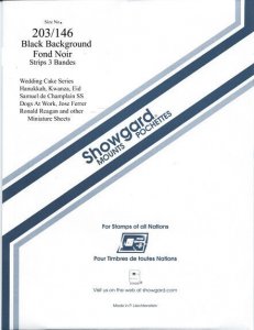Showgard Stamp Mount 203/146 mm - BLACK - Pack of 3 (203x146  203 mm)  PRECUT