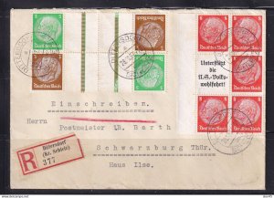 Germany 1937 Register Cover Scharzburg Thur Se-tenants 15477