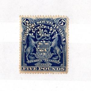 BSAC Rhodesia 1908 £5 Perfin Mint X5111