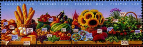 2014 49c Farmer's Market, Strip of 4 Scott 4912-15 Mint F/VF NH