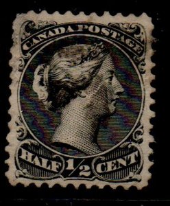 Canada Sc 21 1868 1/2c black large Queen stamp used