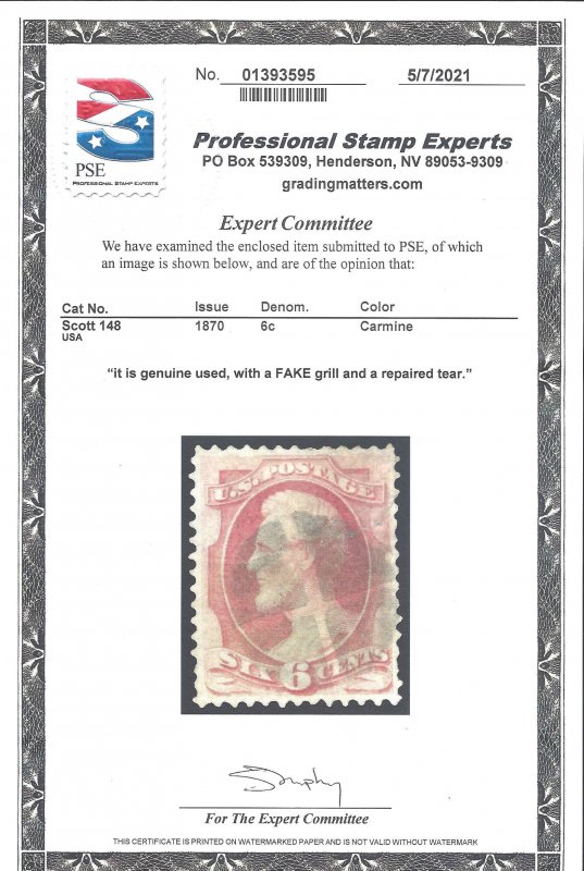 148 Used... PSE Certificate... SCV $22.50... VF/XF