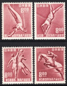 1950 Japan 5th Nat'l Athletic Meet complete set MNH Sc# 505 /508 CV $140.00