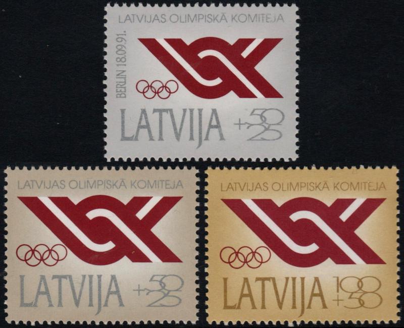 ✔️ LATVIA 1992 - OLYMPICS GOLD SILVER BRONZE - MI. 323/325 ** MNH OG [3.16.2]