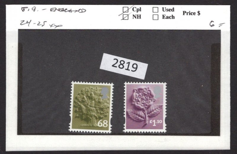 $1 World MNH Stamps (2819) GB England #24-25  Mint see image for details